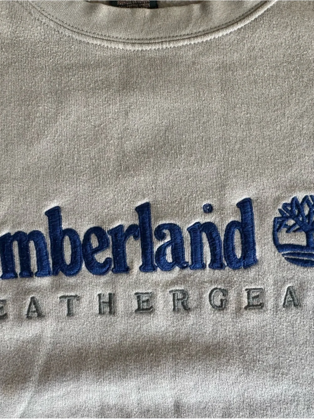 Timberland Cream Crewneck Sweatshirt with Blue Logo